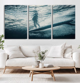 71192524-MGV-CV-36X24-Submerged Surf Wall Art Canvas Print, Framed Underwater Perspective Art Picture Print, Ocean Surf Perfect Coastal Adventure Decor
