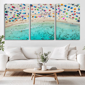 76172085-MGV-CV-36X24-Tropical Shoreline Wall Art Canvas Print, Framed Beach Relaxing Art Picture Print, Aerial Summer Perfect Coastal Vibrant Decor