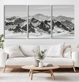 46884246-MGV-CV-36X24-Snowy Mountain Wall Art Canvas Print, Framed Mountain Peaks Art Picture Print, Alpine Mountains Perfect Minimalist Alpine Decor