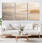 57669769-MGV-CV-36X24-Misty Coastal Wall Art Canvas Print, Framed Golden Sunset Art Picture Print, Serene Shoreline Perfect Tranquil Coastal Decor
