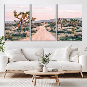 12540952-MGV-CV-36X24-Joshua Tree Park Wall Art Canvas Print, Framed Desert Road Art Picture Print, Sunset Drive Perfect Southwestern Boho Decor Artwork