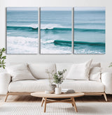 73692470-MGV-CV-36X24-Ocean Swell Wall Art Canvas Print, Framed Surf Waves Art Picture Print, Blue Water Perfect Coastal Dynamic Decor Artwork