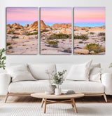 96167137-MGV-CV-60X30-3P-Vibrant Sunset Sky Wall Art Canvas Print, Framed Joshua Tree Art Picture Print, Rugged Terrain Perfect Southwestern Boho Decor