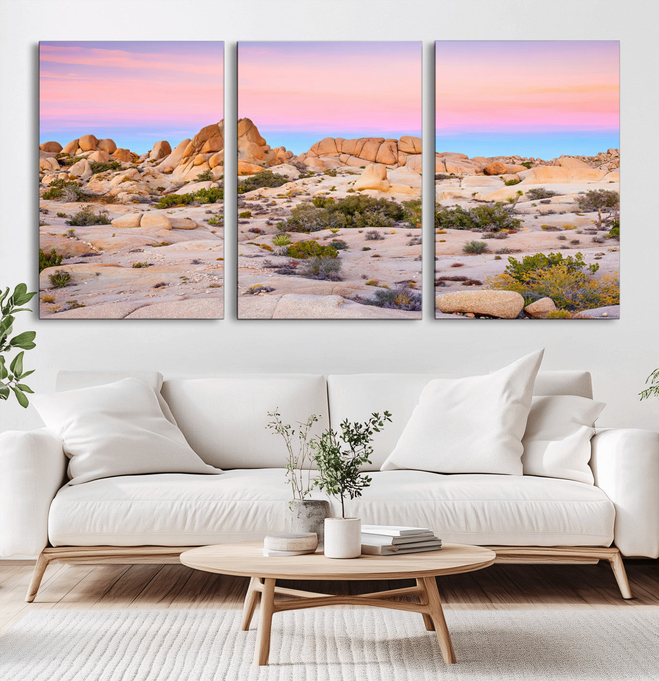 96167137-MGV-CV-36X24-Vibrant Sunset Sky Wall Art Canvas Print, Framed Joshua Tree Art Picture Print, Rugged Terrain Perfect Southwestern Boho Decor