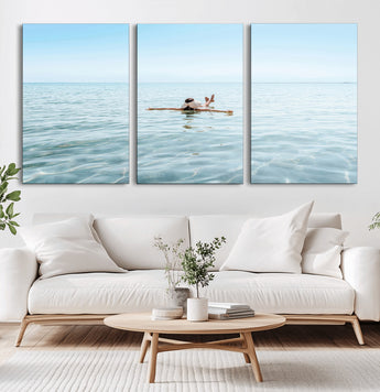 32624554-MGV-CV-60X30-3P-Swimming Relaxation Wall Art Canvas Print, Framed Peaceful Water Art Picture Print, Clear Sea Perfect Minimalist Aquatic Decor