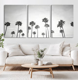 62298277-MGV-CV-60X30-3P-Monochrome Palms Wall Art Canvas Print, Framed Minimalist Trees Art Picture Print, Silhouetted Palms Perfect Tropical Minimalist