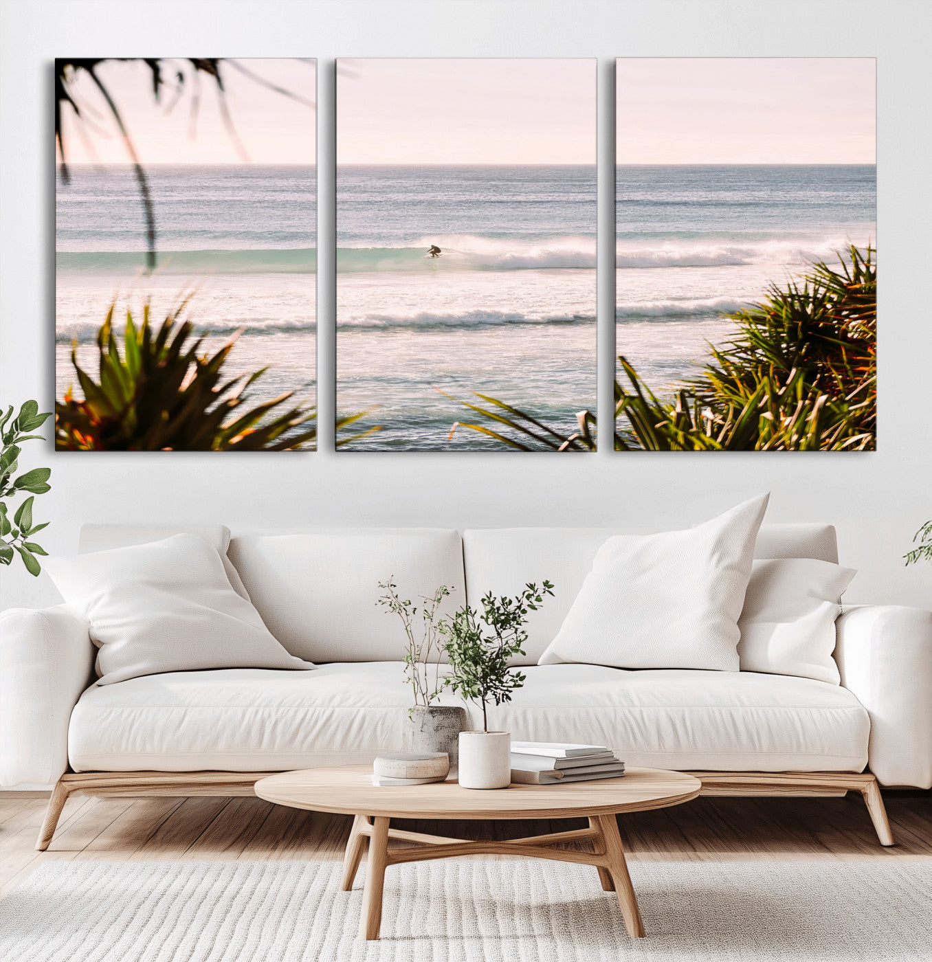 23287092-MGV-CV-36X24-Ocean Surfer Wall Art Canvas Print, Framed Coastal Surf Art Picture Print, Tropical Beach Perfect Tropical Coastal Decor Artwork