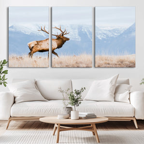 96024025-MGV-CV-36X24-Elk Photography Wall Art Canvas Print, Framed Mountain Wildlife Art Picture Print, Rustic Lodge Decor Perfect Rustic Lodge Decor