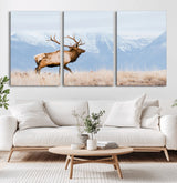96024025-MGV-CV-36X24-Elk Photography Wall Art Canvas Print, Framed Mountain Wildlife Art Picture Print, Rustic Lodge Decor Perfect Rustic Lodge Decor