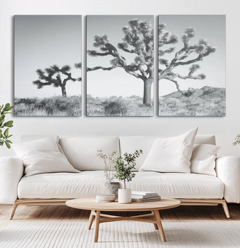 29996209-MGV-CV-36X24-Joshua Tree Art Wall Art Canvas Print, Framed Black White Landscape Art Picture Print, Desert Tree Decor Perfect Southwestern Boho