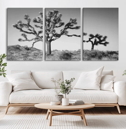 50975475-MGV-CV-36X24-Joshua Tree Art Wall Art Canvas Print, Framed Desert Tree Print Art Picture Print, Black White Nature Perfect Southwestern Boho