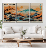 22373530-MGV-CV-36X24-Japanese Mt Fuji Wave Art Print – Ukiyo e Inspired Sun & Cherry Blossom Poster, Traditional Asian Landscape Painting, Modern