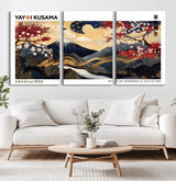 66243961-MGV-CV-36X24-Mount Fuji Japanese Wall Art – Golden Abstract Landscape Canvas Print, Cherry Blossom Painting, Modern Oriental Zen Home Decor