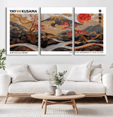 85375874-MGV-CV-36X24-Mount Fuji Abstract Wall Art – Japanese Landscape Canvas Print, Cherry Blossom & Red Sun Painting, Elegant Modern Zen Asian Home