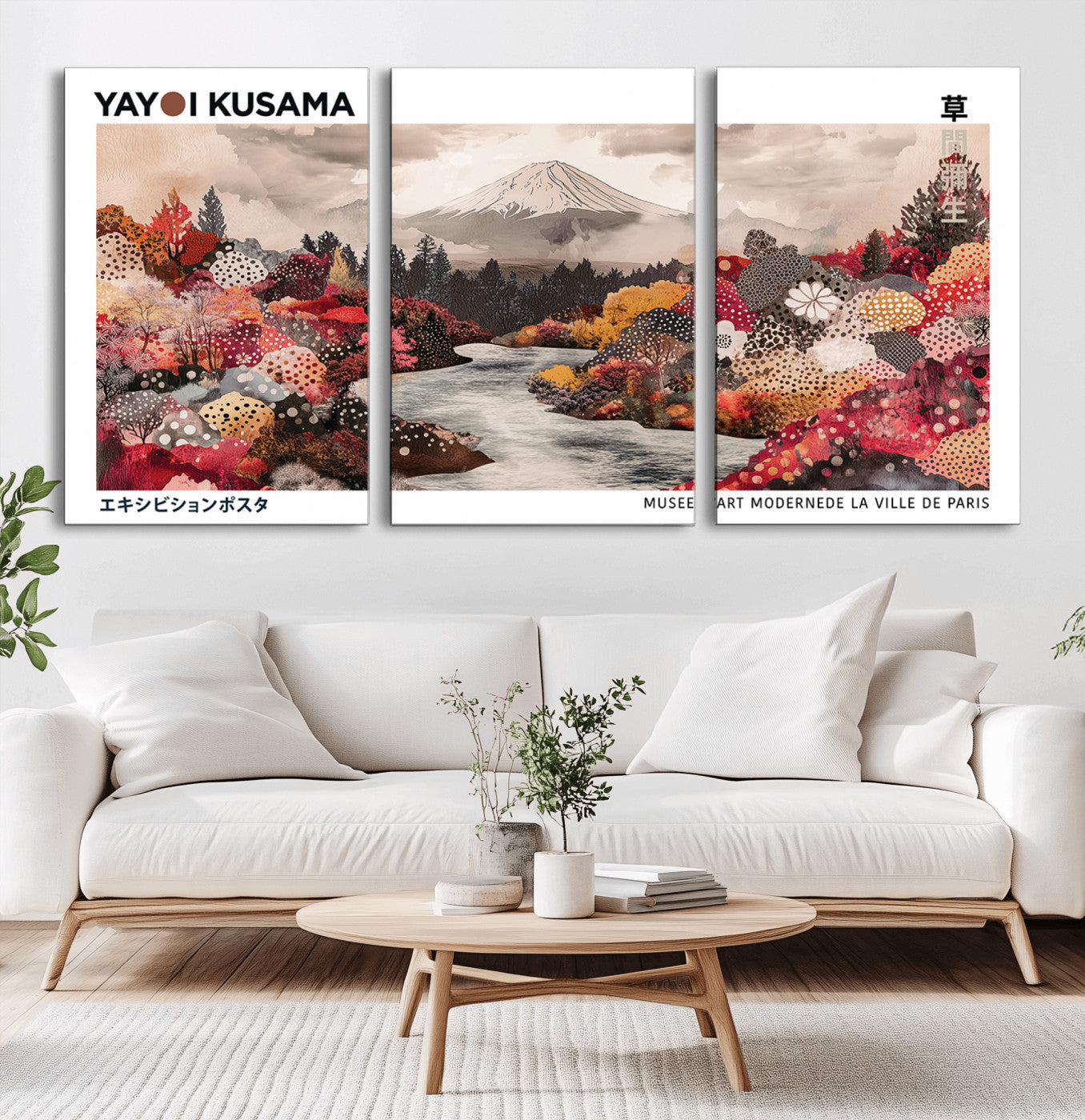 32352074-MGV-CV-36X24-Japanese Landscape Wall Art – Mount Fuji River Canvas Print, Modern Asian Inspired Nature Decor for Living Room, Bedroom, Office
