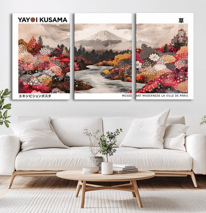 32352074-MGV-CV-36X24-Japanese Landscape Wall Art – Mount Fuji River Canvas Print, Modern Asian Inspired Nature Decor for Living Room, Bedroom, Office