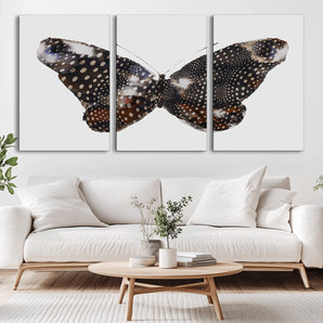 99831147-MGV-CV-36X24-Spotted Butterfly Wall Art Canvas Print, Framed Neutral Insect Theme Art Picture Print, Earthy Wing Pattern Perfect Modern Rustic