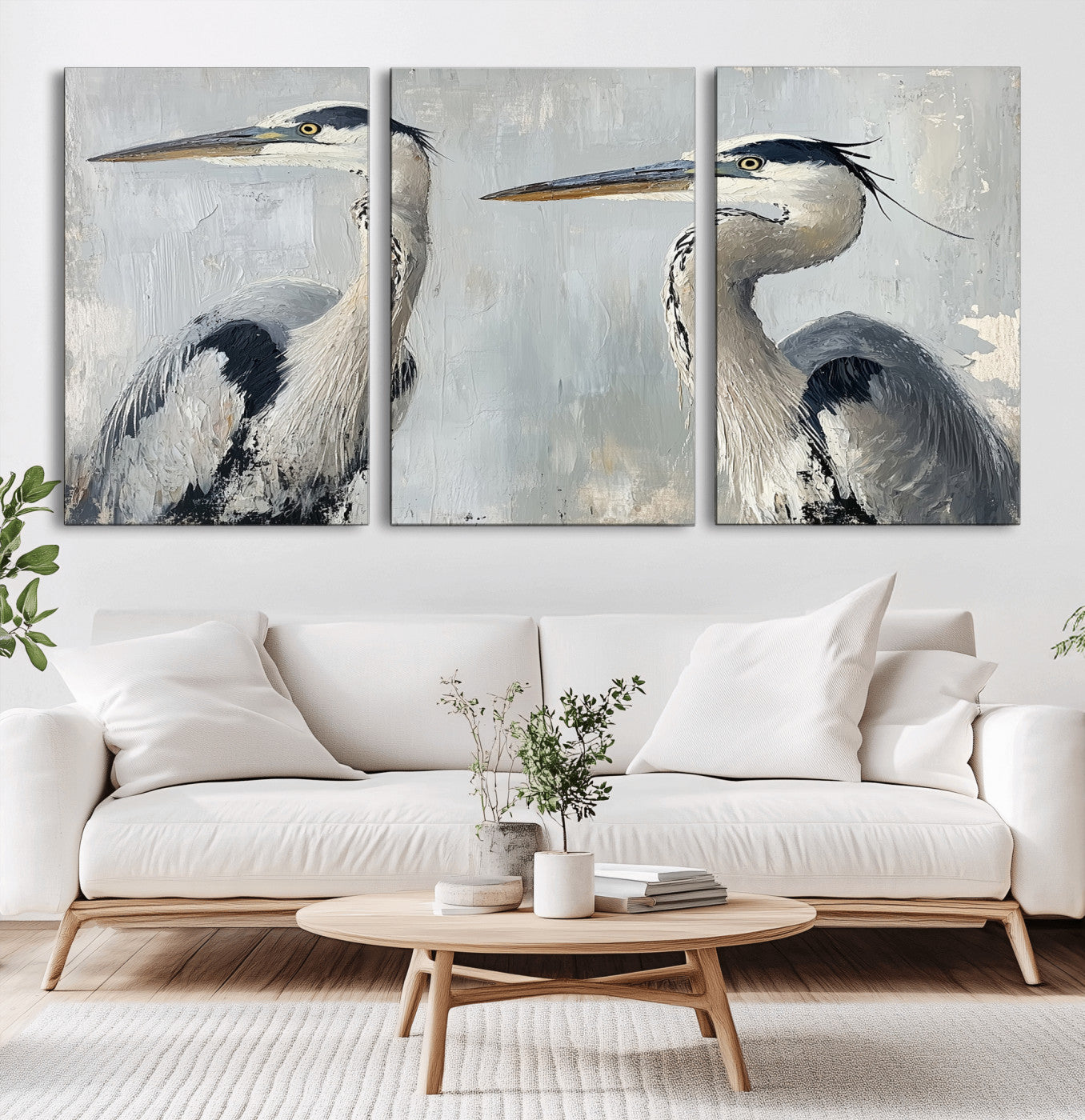 19427826-MGV-CV-36X24-Bird Canvas Decor Wall Art Canvas Print, Framed Coastal Bird Pair Art Picture Print, Minimalist Wildlife Wall Perfect Coastal