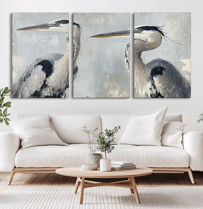 19427826-MGV-CV-36X24-Bird Canvas Decor Wall Art Canvas Print, Framed Coastal Bird Pair Art Picture Print, Minimalist Wildlife Wall Perfect Coastal