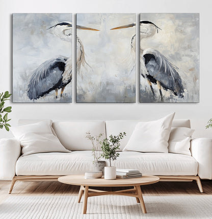 90806932-MGV-CV-36X24-Heron Wall Art Wall Art Canvas Print, Framed Bird Canvas Decor Art Picture Print, Nature Inspired Perfect Coastal Minimalist Decor