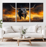 58293979-MGV-CV-36X24-Longhorn Canvas Wall Art Canvas Print, Framed Bold Bull Wall Art Art Picture Print, Western Animal Decor Perfect Western Dramatic