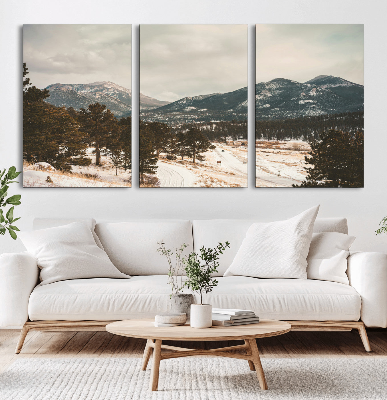 77311749-MGV-CV-36X24-Mountain Landscape Wall Art Canvas Print, Framed Snowy Peaks Art Picture Print, Alpine Aesthetic Perfect Rustic Winter Decor