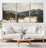 77311749-MGV-CV-36X24-Mountain Landscape Wall Art Canvas Print, Framed Snowy Peaks Art Picture Print, Alpine Aesthetic Perfect Rustic Winter Decor