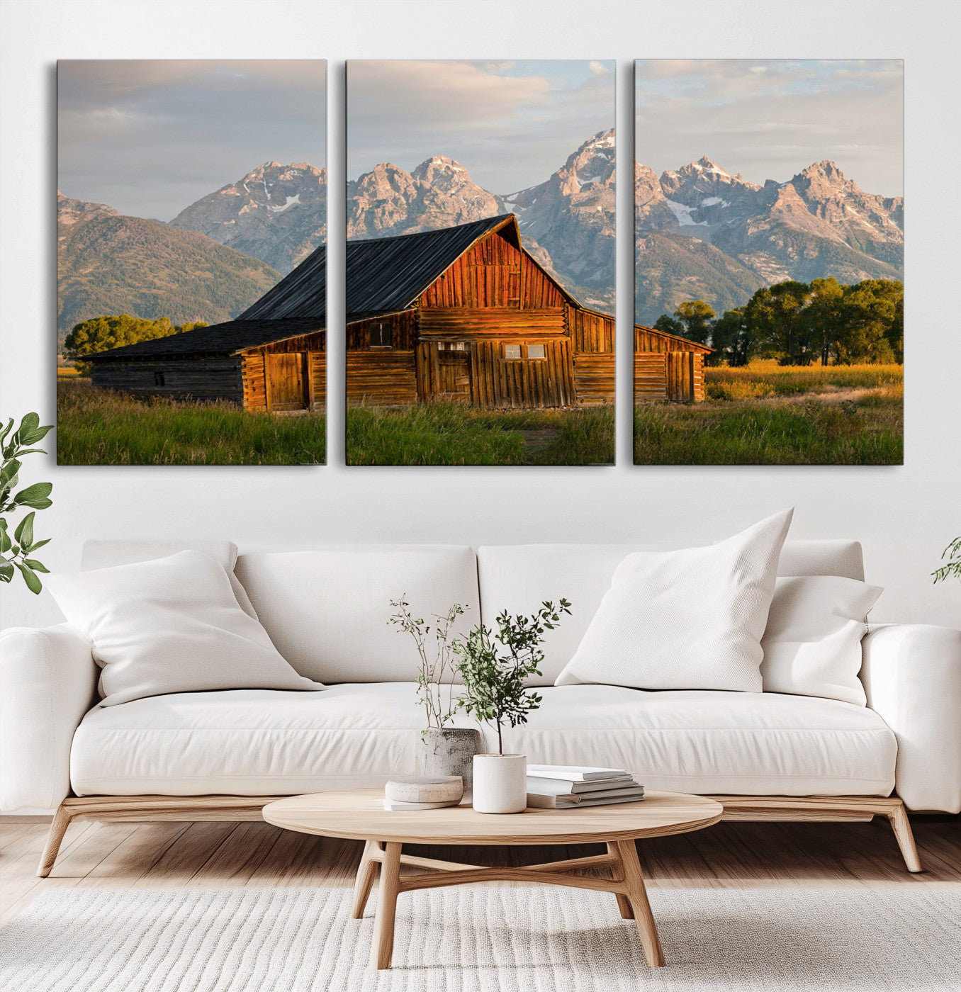 31771014-MGV-CV-36X24-Rustic Barn Wall Art Canvas Print, Framed Western Landscape Art Picture Print, Farmhouse Style Perfect Rustic Farmhouse Decor