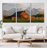 31771014-MGV-CV-36X24-Rustic Barn Wall Art Canvas Print, Framed Western Landscape Art Picture Print, Farmhouse Style Perfect Rustic Farmhouse Decor
