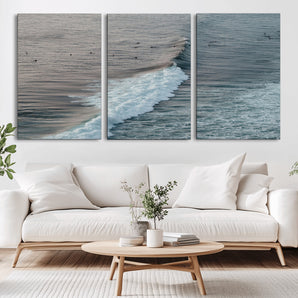 23077324-MGV-CV-36X24-Ocean Waves Wall Art Canvas Print, Framed Coastal Serenity Art Picture Print, Surf Aesthetic Perfect Modern Coastal Decor Artwork