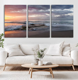 94208089-MGV-CV-36X24-Golden Hour Wall Art Canvas Print, Framed Tranquil Waves Art Picture Print, Beach Horizon Perfect Coastal Serenity Decor Artwork