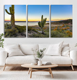 52844711-MGV-CV-36X24-Saguaro Cactus Wall Art Canvas Print, Framed Desert Sunset Art Picture Print, Southwestern Scene Perfect Southwestern Rustic Decor