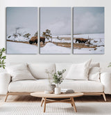 60308289-MGV-CV-36X24-Bison Wildlife Wall Art Canvas Print, Framed Snowy Prairie Art Picture Print, Western Landscape Perfect Rustic Winter Decor