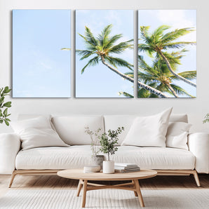 54719115-MGV-CV-36X24-Palm Trees Wall Art Canvas Print, Framed Tropical Aesthetic Art Picture Print, Coastal Serenity Perfect Tropical Minimalist Decor
