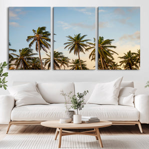 99033771-MGV-CV-36X24-Palm Trees Wall Art Canvas Print, Framed Tropical Vibes Art Picture Print, Coastal Sunset Perfect Coastal Boho Decor Artwork