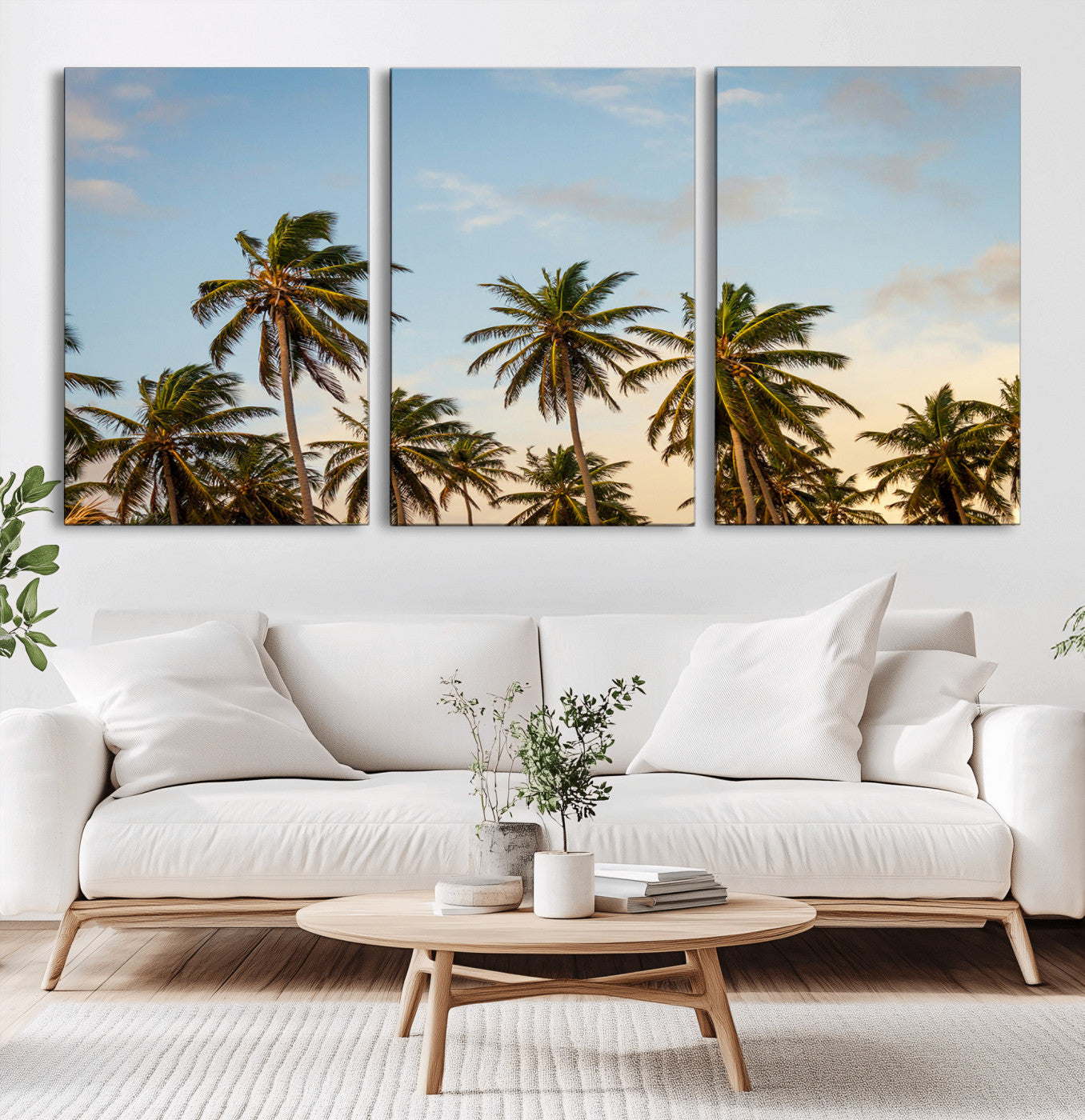 99033771-MGV-CV-36X24-Palm Trees Wall Art Canvas Print, Framed Tropical Vibes Art Picture Print, Coastal Sunset Perfect Coastal Boho Decor Artwork