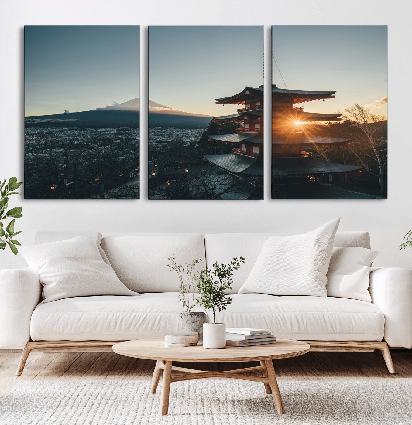 87729656-MGV-CV-36X24-Mount Fuji Wall Art Canvas Print, Framed Japan Travel Art Picture Print, Chureito Pagoda Perfect Zen Minimalism Decor Artwork