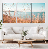 36108696-MGV-CV-36X24-Coastal Grass Wall Art – Serene Ocean View Canvas Print, Beach Nature Photography Decor for Living Room, Bedroom, Office or Modern