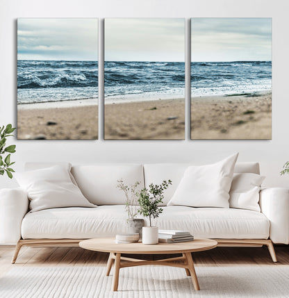 81812590-MGV-CV-36X24-Ocean Wall Art Wall Art Canvas Print, Framed Coastal Canvas Art Picture Print, Moody Seascape Perfect Coastal Minimalist Decor