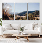 52941305-MGV-CV-36X24-Rustic Landscape Wall Art Canvas Print, Framed Serene Valley Art Picture Print, Pine Tree Horizon Perfect Rustic Cabin Decor