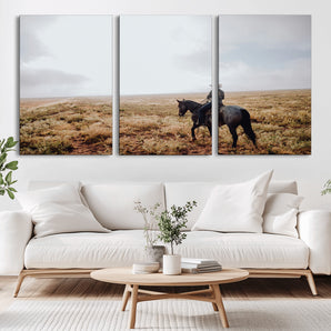 57597730-MGV-CV-36X24-Cowboy Wall Art Wall Art Canvas Print, Framed Western Canvas Art Picture Print, Rustic Ranch Scene Perfect Rustic Western Decor