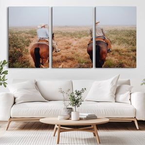 54943176-MGV-CV-36X24-Cowboy Wall Art Wall Art Canvas Print, Framed Western Canvas Art Picture Print, Rustic Ranch Scene Perfect Rustic Western Decor