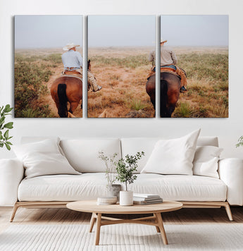 54943176-MGV-CV-36X24-Cowboy Wall Art Wall Art Canvas Print, Framed Western Canvas Art Picture Print, Rustic Ranch Scene Perfect Rustic Western Decor