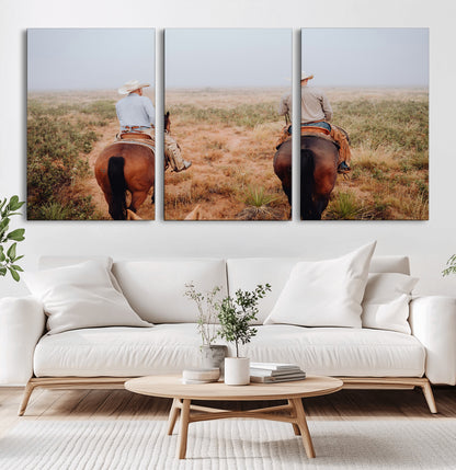 54943176-MGV-CV-36X24-Cowboy Wall Art Wall Art Canvas Print, Framed Western Canvas Art Picture Print, Rustic Ranch Scene Perfect Rustic Western Decor