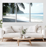 18311030-MGV-CV-36X24-Tropical Beach Wall Art Canvas Print, Framed Serene Ocean Art Picture Print, Palm Tree Shadows Perfect Tropical Coastal Decor