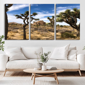 25722592-MGV-CV-36X24-Joshua Tree Desert Wall Art Canvas Print, Framed Southwestern Nature Art Picture Print, Rustic Earth Tones Perfect Southwestern