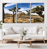 25722592-MGV-CV-36X24-Joshua Tree Desert Wall Art Canvas Print, Framed Southwestern Nature Art Picture Print, Rustic Earth Tones Perfect Southwestern