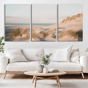 28064037-MGV-CV-36X24-Minimalist Seascape Wall Art Canvas Print, Framed Neutral Beach Print Art Picture Print, Sand Dune Photography Perfect