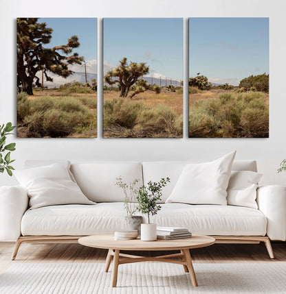 16114018-MGV-CV-36X24-Joshua Tree Wall Art Canvas Print, Framed Desert Landscape Art Picture Print, Mountain Horizon Perfect Southwestern Boho Decor