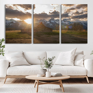 52555760-MGV-CV-36X24-Snowy Peaks Wall Art Canvas Print, Framed Nature Escape Art Picture Print, Rustic Charm Perfect Rustic Western Decor Artwork